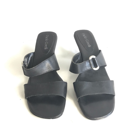 Paolo Corelli size 8.5 M black leather sandals - Picture 2 of 4